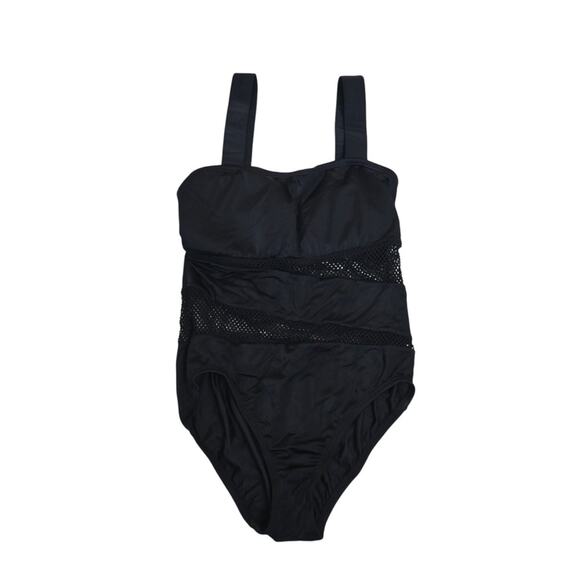 DKNY Swim Women's 10 Black Mesh One Piece Swimsuit with Classic Tank Design - Picture 1 of 9